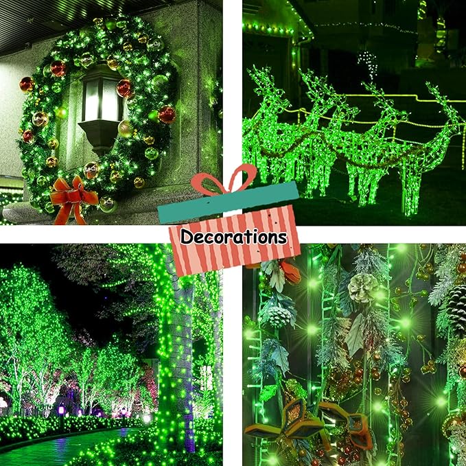 ILLUMINEW 500 Led Green Outdoor String Lights Waterproof St. Patrick's Day Decorations, 174 Ft Led Twinkle Lights for Bedroom, 8 Modes Plug in Fairy Lights for Christmas Room Decor (Green, 500Led)