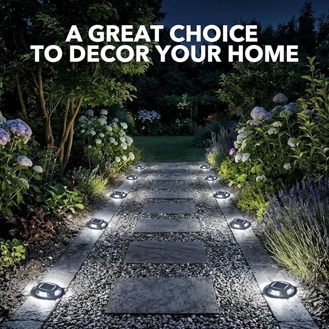 AGPTEK Solar Driveway Lights Outdoor 4 Pack, 2 Color Modes LED Deck Dock Marine Waterproof Security Marker Lights for Step Sidewalk Stair Garden Pathway Walkway Yard(Blue Light/Cool White)