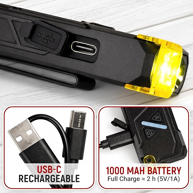 Rechargeable EDC Flashlight, 680 Lumens Waterproof Portable LED Flashlight with RGB Light, 10W USB-C Charging, Aluminum Alloy Magnetic Keychain Flashlight for Outdoor and Camping (Black)