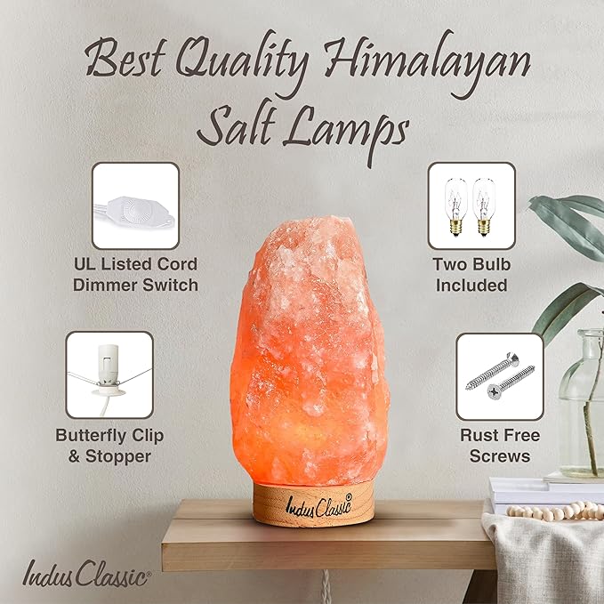 LN-02 Himalayan Pink Crystal Rock Salt Lamp 4~7 lbs with Dimmer Control Switch, Quality Gift Packaging