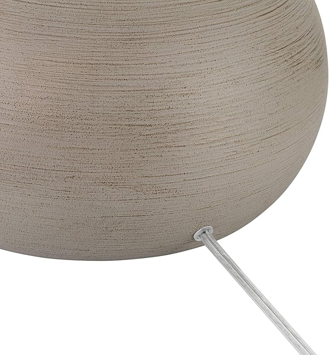 Possini Euro Design Moderne Mid Century Modern 62" Tall Standing Floor Lamp Droplet Foot Switch Natural Gray Metal Living Room Bedroom House Reading Office Home Decor Entryway White Drum Shade