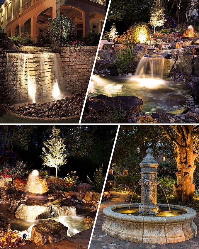 SUNVIE Pond Lights LED Underwater 3W Fountain Lights LED Underwater 12-24V AC/DC Low Voltage Pond Light 3000K Warm White IP68 Waterproof Underwater Ponds Light for Outdoor Ponds Fountains Waterfalls
