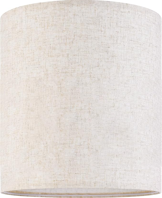 GO&SO Small Drum Lamp Shade,10x10x10" Spider Oatmeal Linen Lampshades for Small Table Lamp,Bedroom Lamps-Natural Textured Fabric Farmhouse Lampshade for Soft Lighting -Easy Assembly & Replacement
