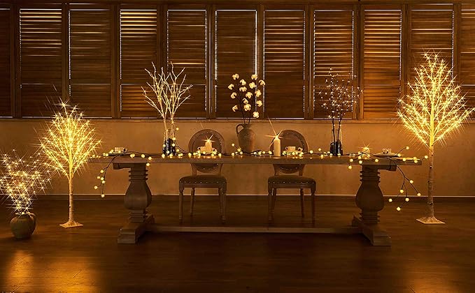 LITBLOOM Lighted Birch Twig Tree with Fairy Lights 4FT 200 LED Lights for Indoor Outdoor Home Christmas Easter Holiday Decoration