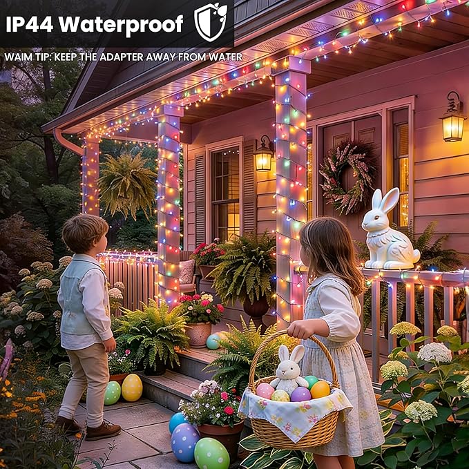 Easter Lights Outdoor, 164ft 500 LED RGB Color Changing String Light with Remote, Pastel Lights - Plug in Twinkle White Lights for Easter Decor Indoor Party Garden Yard