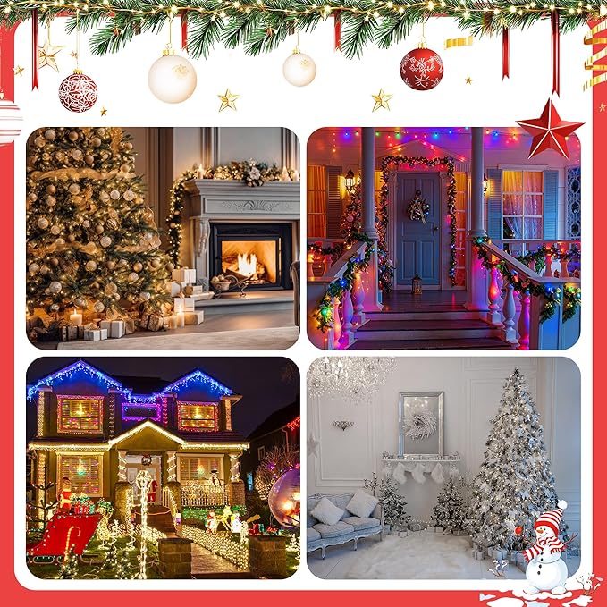 Slow Twinkling Christmas Light, 100 LED 35Ft Pulsing Twinkle Lights for Christmas Tree, 5mm Wide Angle Soft Random Shimmering Set with Brown Wire Cord, Waterproof String Lights(Multicolor)