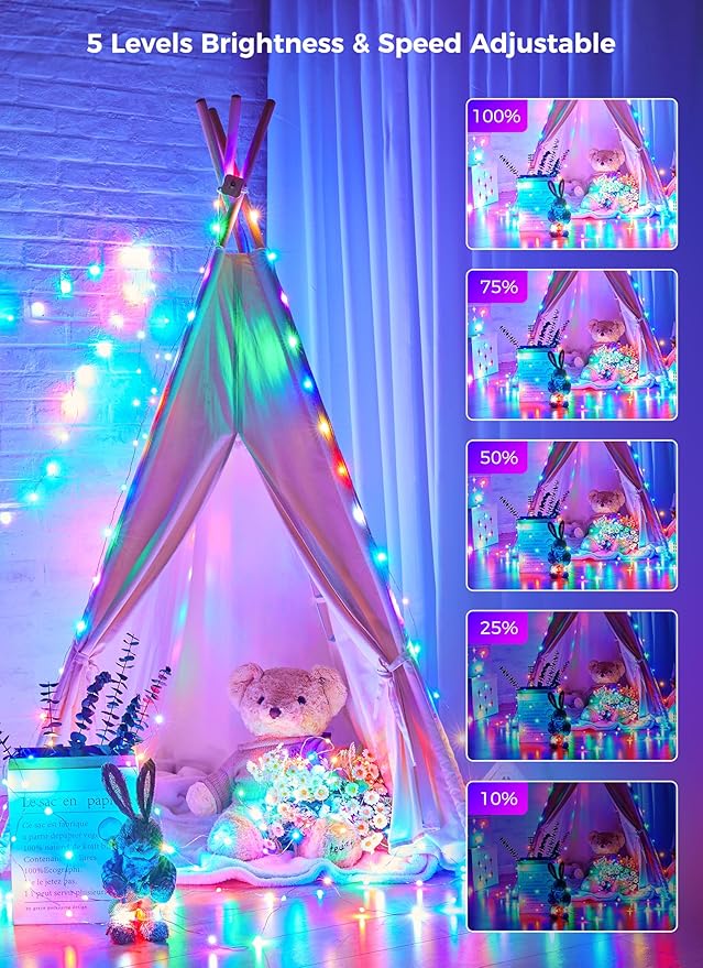 Color Changing Fairy Lights Plug in - 22 Colors 33 FT 100 LED String Lights with Remote, Fairy Lights Indoor with 12 Lighting Modes, Multicolor Christmas Lights for Bedroom Classroom Halloween
