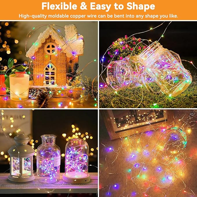 Solar String Lights Outdoor Waterproof 4 Pack Total 132ft 400LED 8 Modes Twinkle Lights Solar Fairy Lights for Patio, Garden Yard Party Tree Christmas Halloween Decoration Multicolor