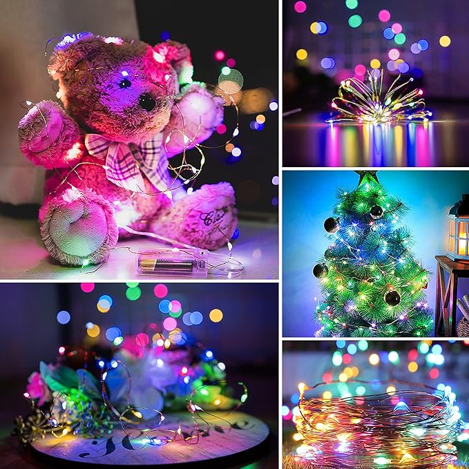innolife 6 Pack LED Multicolor Fairy Lights Battery Operated with Remote Control & Timer, 10 Ft 30 LED Sliver Wire Twinkle Lights for Bedroom Christmas Wedding Party Indoor Outdoor Decoration