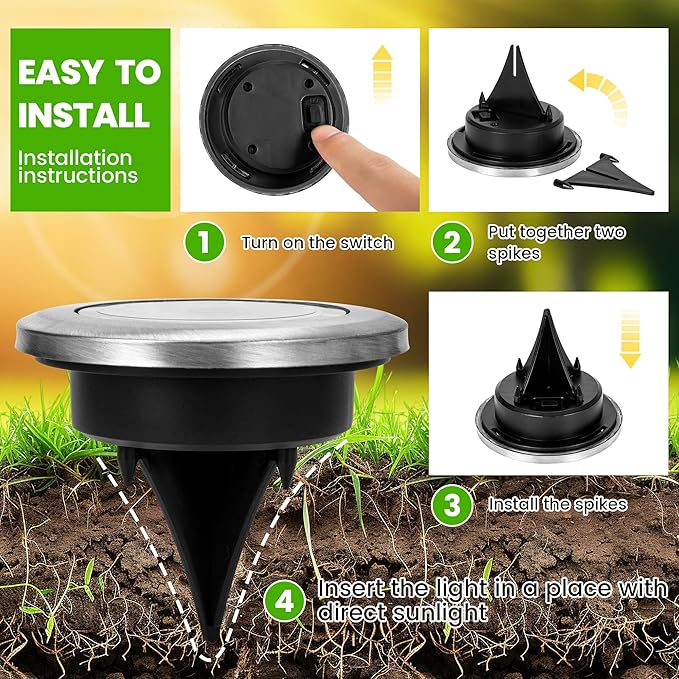 Mini Solar Ground Lights, 16 Pack Solar Garden Lights, Solar Powered Pathway Lights Warterproof, Outdoor Lights for Driveway, Walkway, Backyard, Patio (Cool White)