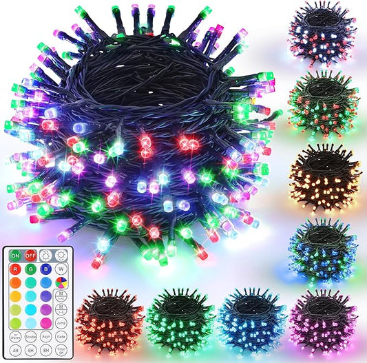 iBaycon Color Changing Christmas Lights, 66FT 200 LED RGB Christmas String Lights Outdoor, Fairy Twinkle Tree Lights with Remote Timer Plug in for Xmas Room Indoor Party Holiday Decorations