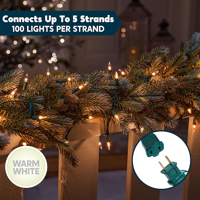 Joiedomi Clear Christmas String Lights Indoor,200(2x100) Mini Warm White Fairy Light,42.8 FT Lighting Decor for Patio Dorm Classroom Bedroom Holiday Wedding Party Garland Birthday Festival,Green Wire