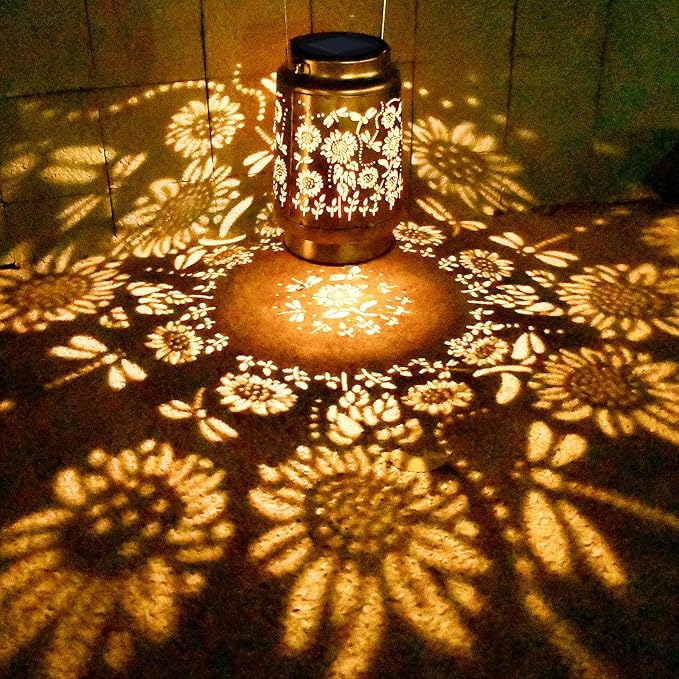 Garden Decoration Outdoor Solar Sunflower Lantern, Waterproof Dragonfly Hanging Solar Lights for Outside, Birthday Gifts for Women, Patio, Yard, Balcony, Deck Decoration,Holiday Gift