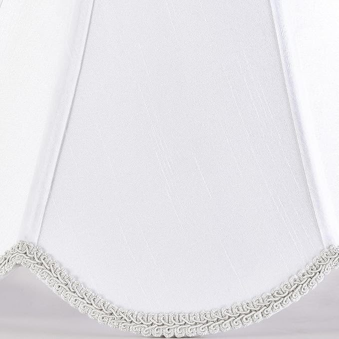 GO&SO White Lamp Shade Medium Scalloped Lamp Shades,6"Top x 13"Bottom x 10.6"Vertical Height,Replacement Lampshades for Table Lamps,Handmade Bell Lamp Shades(Spider),Petal Edge Braid,Easy Assembly