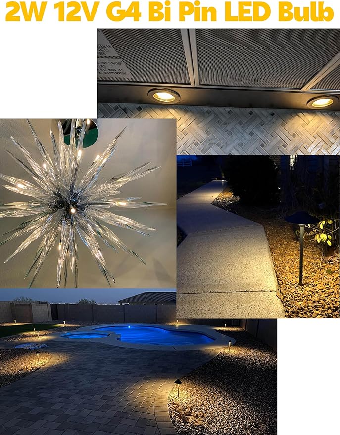 G4 LED Bulb AC DC 12V to 24V JC Type, 20W-30W T3 G4 Halogen Equivalent, 2W 2700K Warm White, G4 Bi-Pin Base, 250LM, Landscape Lighting Courtyard Lawn Lights, Non-Dimmable,10pcs
