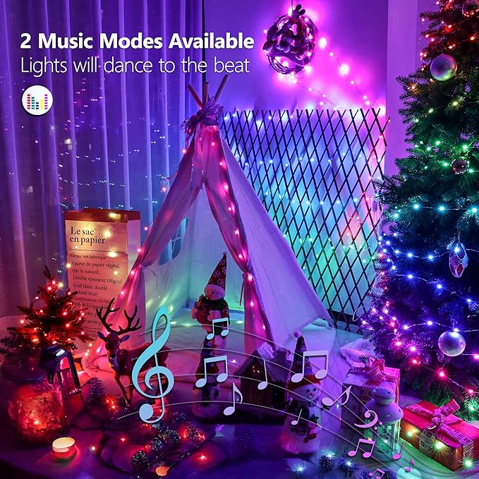 BrizLabs Color Changing Fairy Lights, 66ft 200 LED Easter Fairy Lights with Remote, RGB Christmas Tree Light with Timer Dimmable Twinkle Light Music Sync for Indoor Xmas Halloween Easter Party