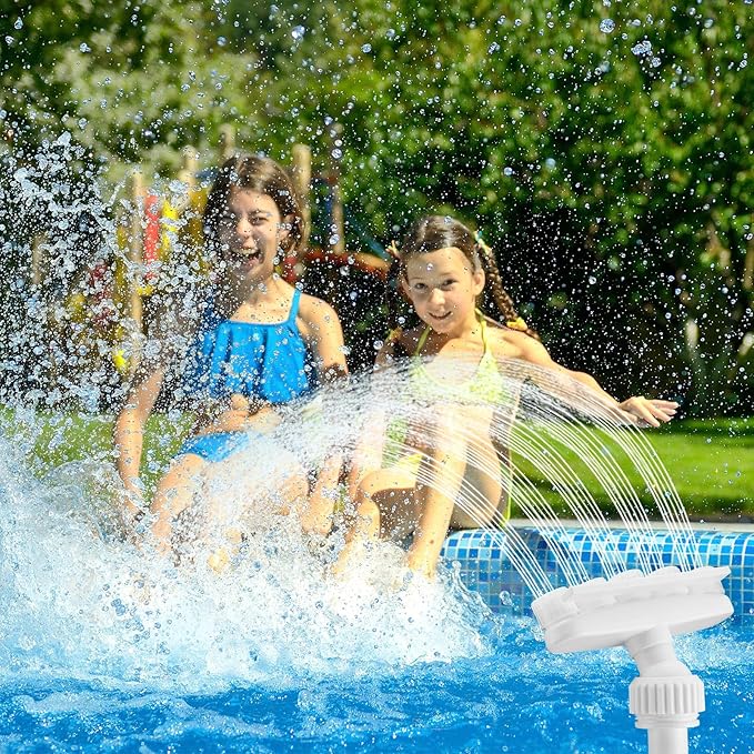 2026 Solar Pool Fountain for Above and Inground LED 360° Adjustable Fountain for Swimming Pool Sprayer Waterfall Sprinkler with 7 Color LED Light Fun Waterfall Sprayer for Above Inground