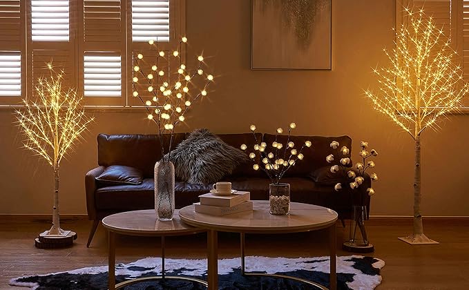 LITBLOOM Lighted Birch Twig Tree with Fairy Lights 4FT 200 LED Lights for Indoor Outdoor Home Christmas Easter Holiday Decoration