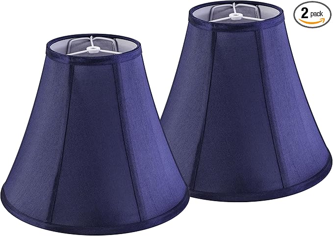 GO&SO Set of 2 Blue Bell Lamp Shades 6" Top x 13" Bottom x 9.8" High(Spider) Medium Lamp Shade, Traditional Fabric Lamp Shade for Table Lamp,Floor Lamp,Side Ribbing Hand Crafted Replacement Lampshade
