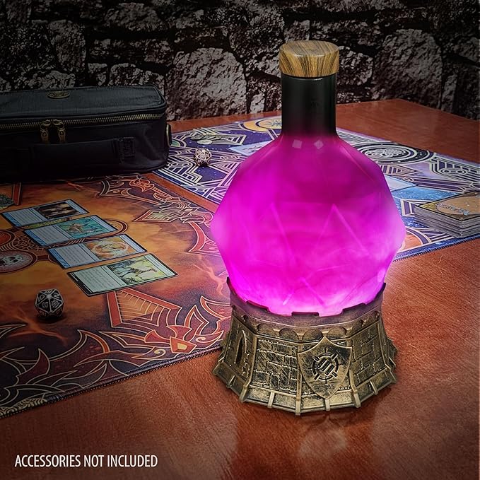 Enhance Gaming Sorcerer's Potion Light with Swirling Mystical Brew - Potion Bottle Mood Light Prop for Tabletop Game Immersion, Playroom, Desk Decor - Soft Glowing Whirling Potion (Purple Elixir)