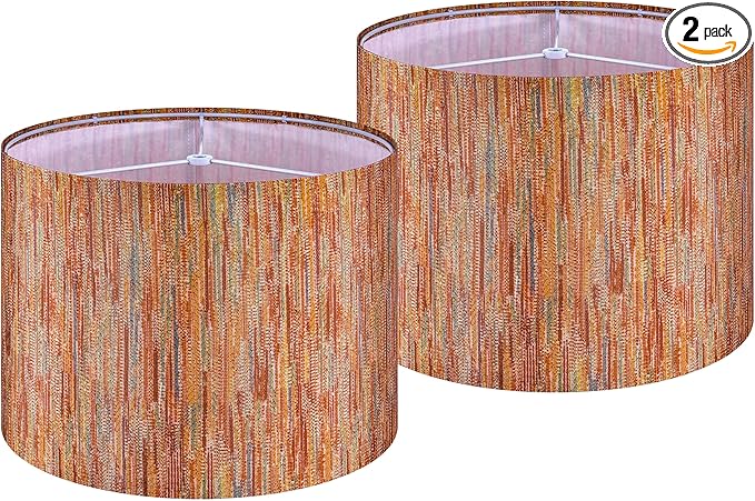 GO&S0 16 Inches Large Colorful Lamp Shades for Floor Lamps and Table Lamps-16"x16"x10" (Spider) Set of 2 Bohemia Style Replacement Lampshade Drum,Striped Natural Fabric Lamp Shade -Easy Assembly