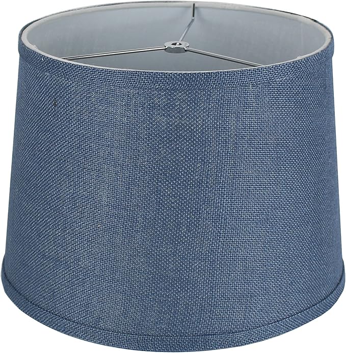 Urbanest French Drum Burlap Lampshade, 12-inch by 14-inch by 10-inch, Denim Blue