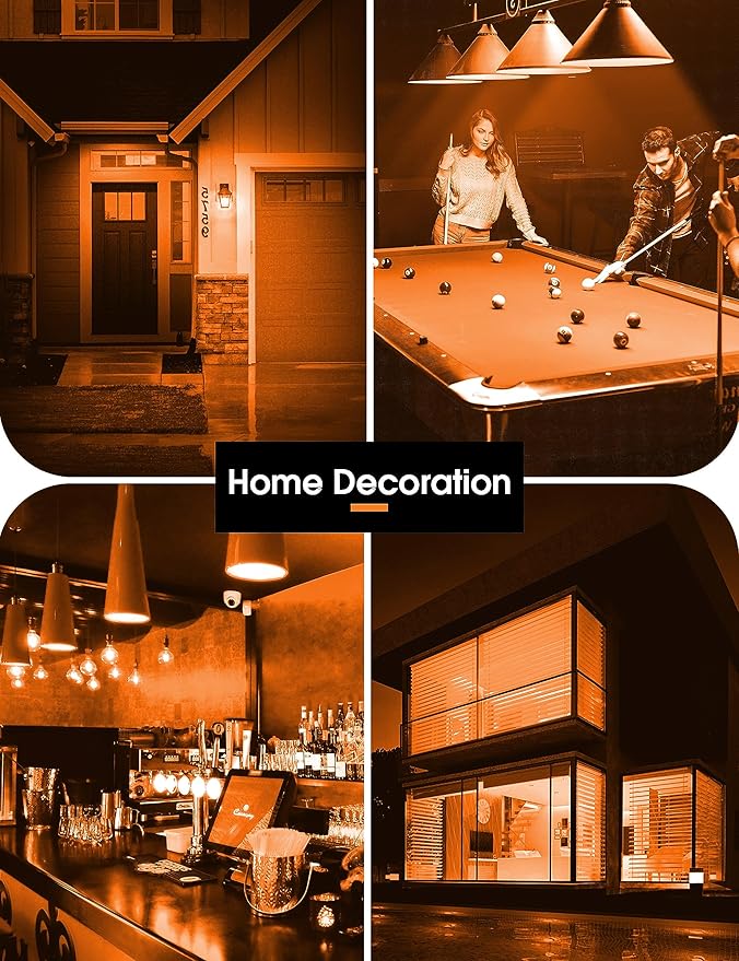 Orange Light Bulbs [ 4 Pack ] A19 Halloween Light Bulbs LED Orange Bulb Outdoor 9W (60 Watt Equivalent) - E26 Colored Light Bulb for Porch Light Christmas Party Home Holiday Decorative Illumination