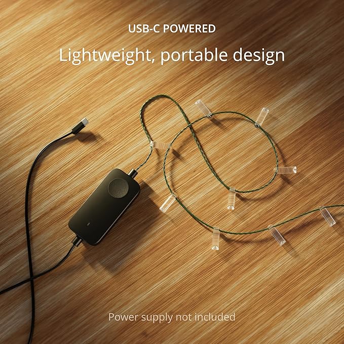 Twinkly Candies App-Controlled Candle-Shaped LED Light String with 200 RGB (16 Million Colors) LEDs. 5 Meters / 16.4 Feet. Green Wire. USB-C-Powered. Indoor Smart Home Lighting Decoration