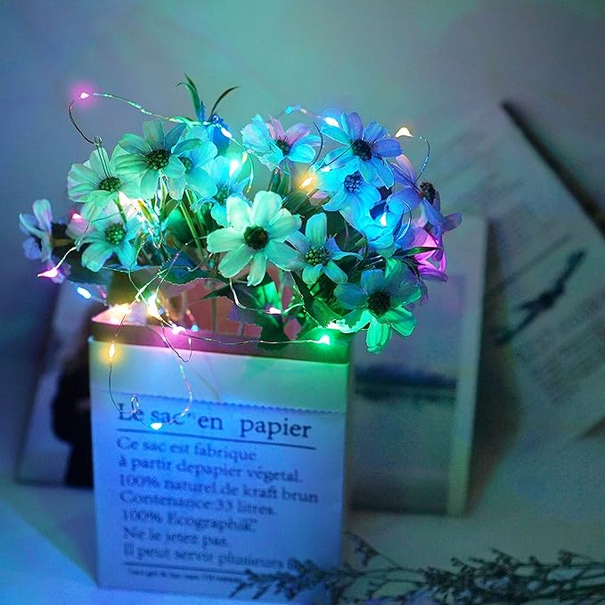 20 Pack Fairy Lights Battery Operated, 20 LED String Lights Mason Jar Lights, Waterproof Copper Wire Mini Lights String Firefly Light for Wedding, Table, Party, Christmas Decor (Multicolor)