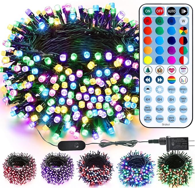 Brizled Color Changing RGB Christmas Lights, 66ft 200 LED Easter String Lights Music Sync, 120+ Modes Remote Dimmable Outdoor Mini Tree Light Indoor Plugin for July 4th Xmas Halloween