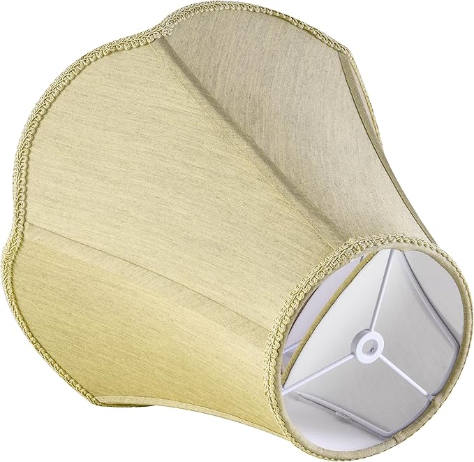 GO&SO Gold Lamp Shade Medium Bell Lamp Shades -Edge Petal Braid Design Scalloped Lamps Shade -6"Top x 13"Bottom x 10.6"Vertical Height (Spider) Replacement Lampshades for Table Lamps -Easy Assembly