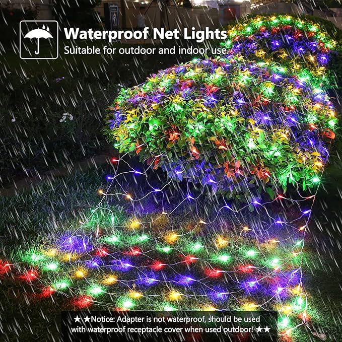 11.5ft x 5ft Color Changing Christmas Net Lights, 360 LED Bush Mesh Light with Remote, 11 Modes Color Changing Warm White & Multicolor Christmas Lights, Plug in Fairy Twinkle Light for Yard Xmas Decor