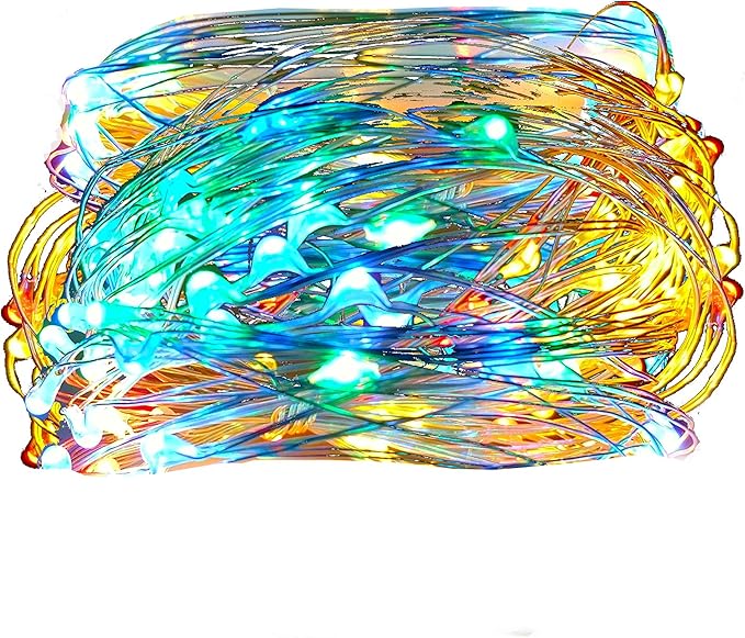 Hometown Evolution, Inc. Plug in Fairy Lights with Remote - 16.5 Foot 50 LED Micro Lights on Copper Wire - RBG 16 Color Changing Remote Control