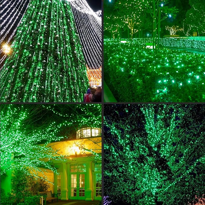 LAMPHOME 1200LED (24pk of 50L) String Lights, LED Christmas Lights, 6" SPACING,Green Wire, Green