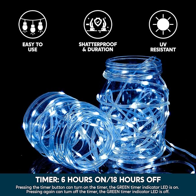 Joiedomi 600 LED Christmas Lights Outdoor,197 FT Cool White Christmas Tree Lights with 8 Modes Timer, PVC Clear Wire String Lights with Reel for Indoor Outdoor Holiday Xmas Eve Night Decorations