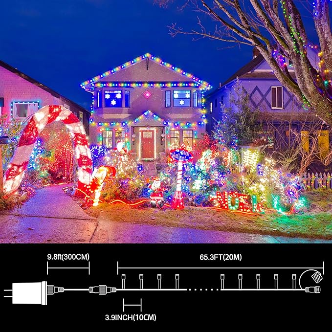 LAMPHOME 66FT Easter String Lights Outdoor Indoor, 200 LED Easter Pastel Lights Multicolor Decorations, 11 Modes Plug in Twinkle Fairy Lights for Bedroom Decor