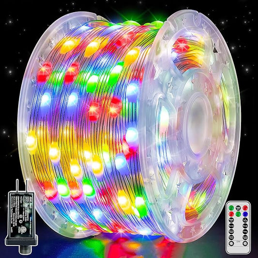 1000 LED 328 FT Outdoor Christmas Lights, IP67 Waterproof Twinkle String Lights with Remote 8 Modes and Timer Memory Function, Fairy Light for Holiday Garden Party Decorations(Multicolor)