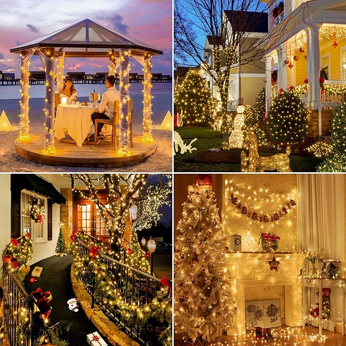 328 FT 1000 LED Christmas Lights Outdoor, Warm White Christmas Lights with Remote, 8 Modes String Lights Plug in Twinkle Fairy Light for Classroom Party Wedding Holiday Decor