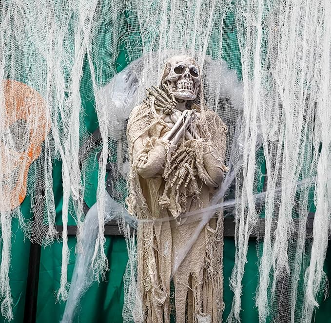 Tlswshsy Large Size 400" x 59" Halloween Creepy Cloth - Creepy Spooky Halloween Decorations - Large Size Scary Creepy Gauze for Halloweens Party Supplies Stairway Window Table Doorways Decor