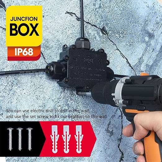 Junction Box Outdoor Waterproof IP68 3 Way Plug Line M25 Coaxial Cable Connector Wire Range 4 to14mm Electrical External Power Cord Junction Boxes