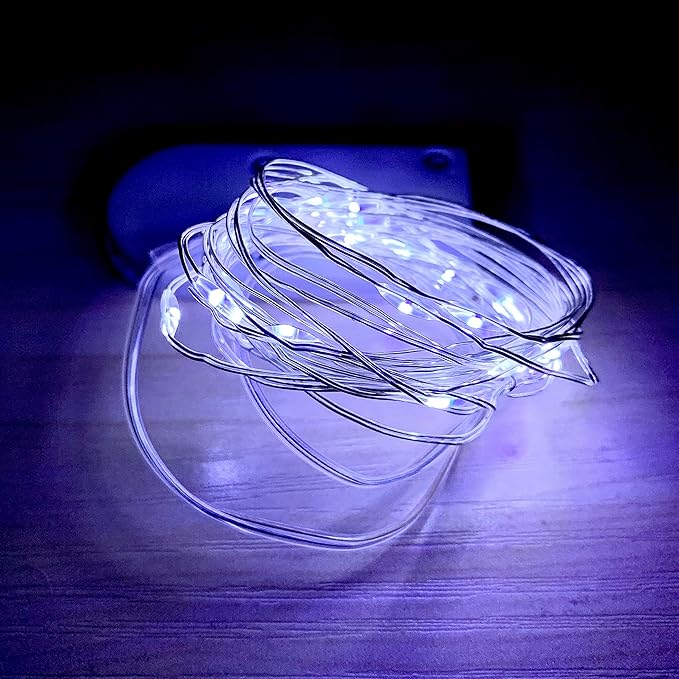 20 Pack Fairy Lights Battery Operated, 20 LED String Lights Mason Jar Lights, Waterproof Copper Wire Mini Lights String Firefly Light for Wedding, Table, Party, Christmas Decor (Cold White)