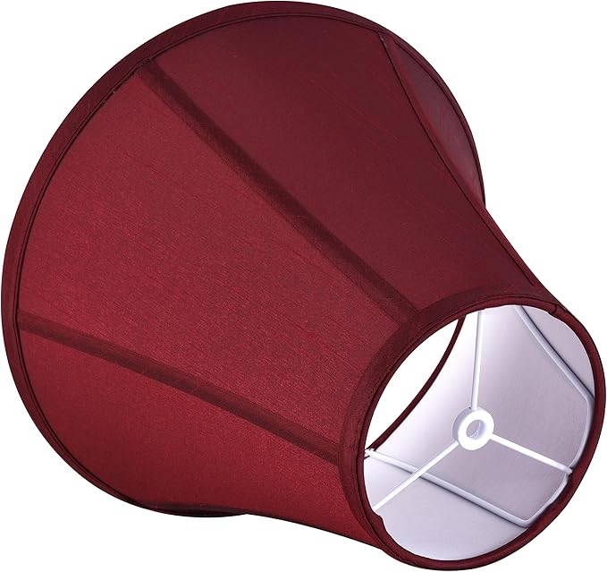Burgundy Bell Lamp Shades 6" Top x 13" Bottom x 9.8" High(Spider) Medium Lamp Shade, Fabric Lamp Shade for Table Lamp,Bedside Lamp,Side Ribbing Hand Crafted Replacement Lampshade by GO&SO