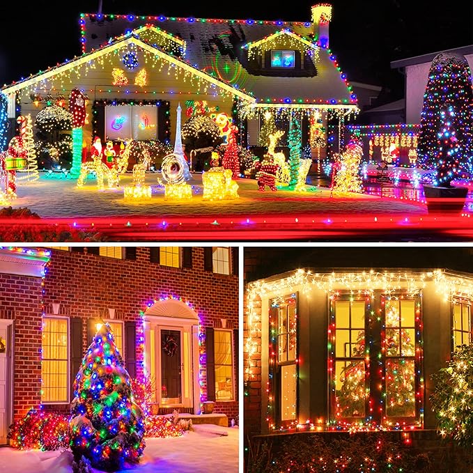 KOUQIYA Battery Operated Christmas Lights 4 Pack, 17ft 50 LED Mini String Light with Auto-Timer 8 Modes Waterproof Tree Lights (Multicolor)