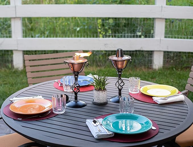 BIRDROCK HOME Outdoor Torches - Durable Construction, Modern Design, Weather Resistant, Citronella Oil Compatible, Ideal for Backyards, Patios, Pathways - Decorative Copper, 2 Pack