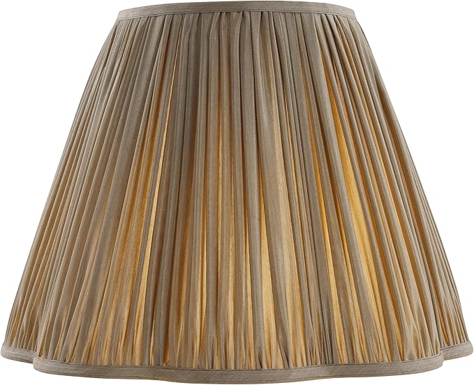 Aspen Creative 34248, Bottom Scallop Gather Pleated Traditional Spider Lamp Shade in Metallic Gold Faux Silk Fabric, 9" Top x 18" Bottom x 14" Slant