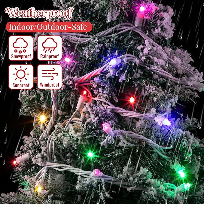 Slow Twinkling Christmas Light, 100 LED 35Ft Pulsing Twinkle Lights for Christmas Tree, 5mm Wide Angle Soft Random Shimmering Set with Brown Wire Cord, Waterproof String Lights(Multicolor)