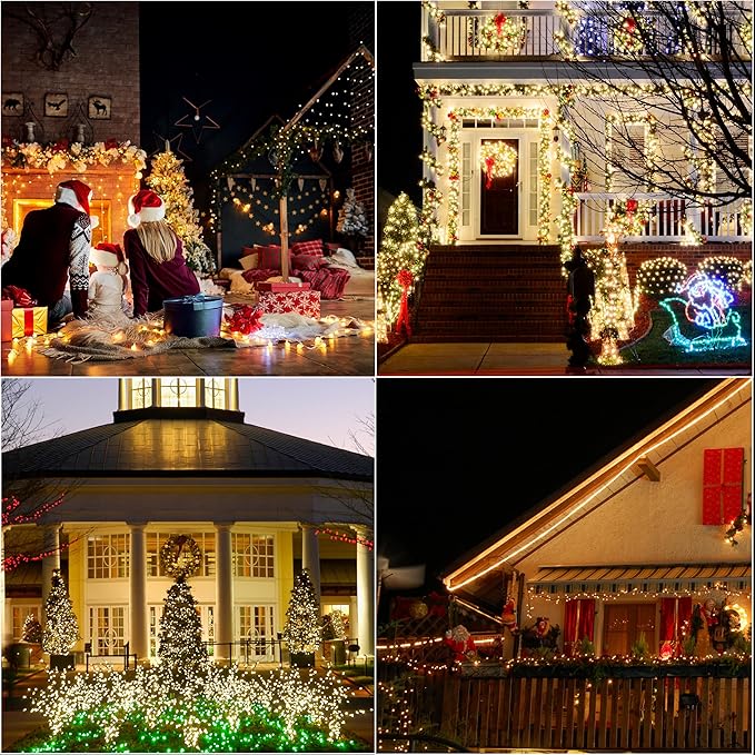 LAMPHOME 33ft Christmas Decorative Mini Lights, 100 LED Transparent Wire Fairy Starry String Lights Plug in, 16 Lighting Modes, for Indoor Outdoor Xmas Tree Wedding Party Decoration (Warm White)