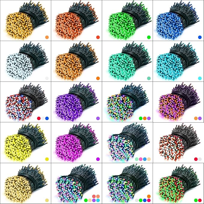 35 Colors Changing Christmas Lights, 98FT 300 LED 4th of July String Lights Green Wire with Remote, Waterproof Twinkle Light for Xmas Tree Holiday Party Indoor Outdoor