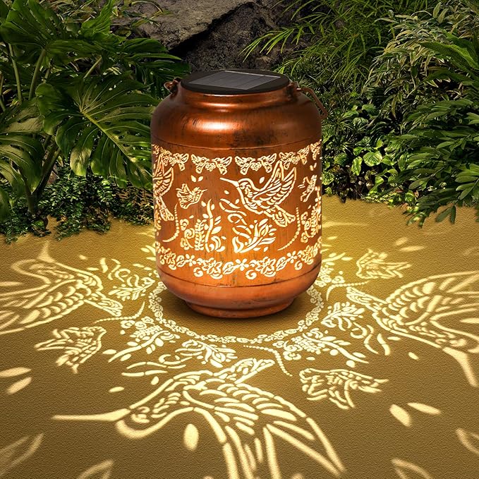 Hummingbird Solar Lanterns Outdoor Waterproof Hummingbird Birthday Gifts for for Women Mom Grandma, Hanging Solar Lights Garden Decoration Outside for Yard, Patio,Pathway Landscape