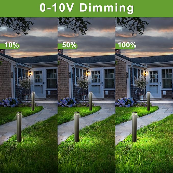 LED Bollard Landscape Light, 42inch 24W 3CCT Selectable (3000K/4000K/5000K),120V-277V Commercial/Residential Bollard Lighting Fixture for Garden, Pathway, Driveway, Die-cast Aluminum, Bronze